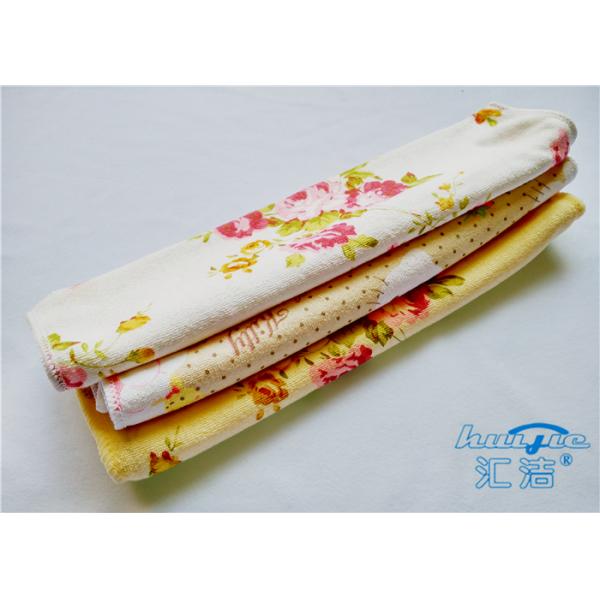 Durable Printed Terry Microfiber Bath Towels For Camping / Floral Bath Towel