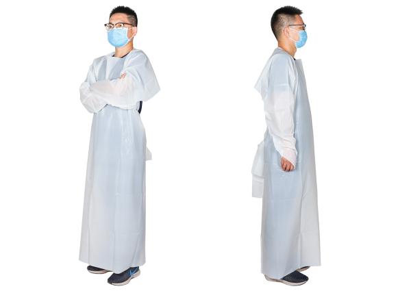 Anti-Bacterial Disposable CPE Protective Gown with Long Sleeves