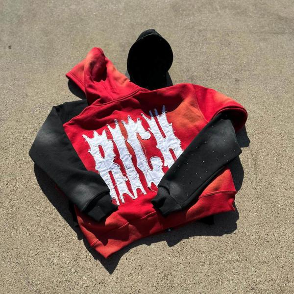 Blank Custom Couple Hoodie bordado Sol desbotado Patchwork Distressed Streetwear Hoodie