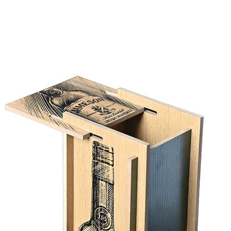 Custom Engraved Logo Premium Wood Material Sliding-lid Wine Gift Box with Smooth Slide Design
