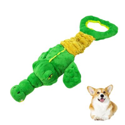 Large Alligator Plush Dog Toy – Squeaky Crinkle Chew Toy With Tug Of War Handle