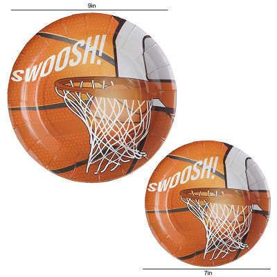 Wholesale Birthday Basketball Theme Party Supplies 9 Inch Plate 10 People Set Party Decoration