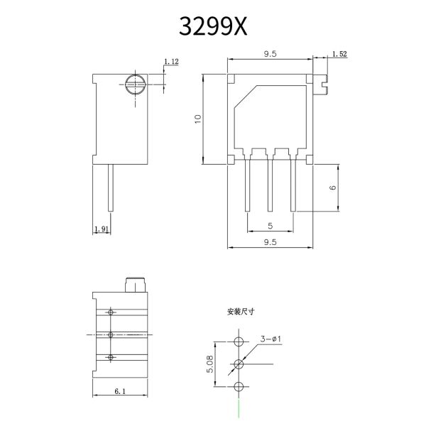 BONENS 3299 Cermet Motorized Trimmer Potentiometer with 300° Rotation and 0.5W Power for Precision Adjustments