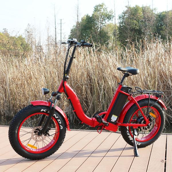 Popular 20 Inch Folding Electric Bike Red Color Motor Power 48V 500W CE Approved