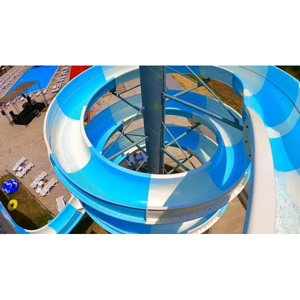 Fiberglass 304 Steel Looping Water Slides Thrill Slide Water Park Equipment