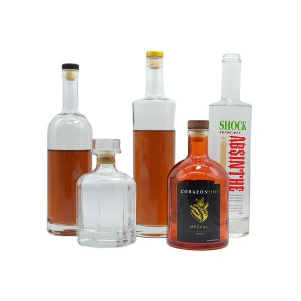700ml 750ml 1000ml Spirit Glass Bottles with Decal Super Flint Glass Collar Material