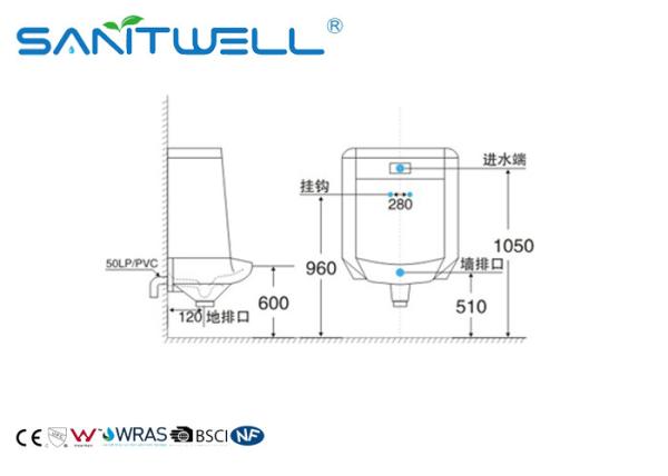 SWF1351 Ceramic Urinal Self-cleaning glaze style Wall Mounted Installation