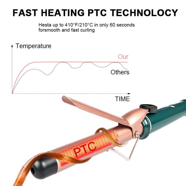 32mm Barrel Ceramic Hair Curling Iron Belt Clip Lcd Display Rohs Approval