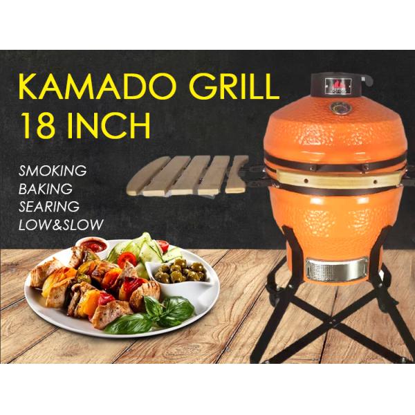 Kamado BBQ 18 Inches Original Outdoor Ceramic Grill Auplex Charcoal Egg Kamado for Outdoor Kitchen