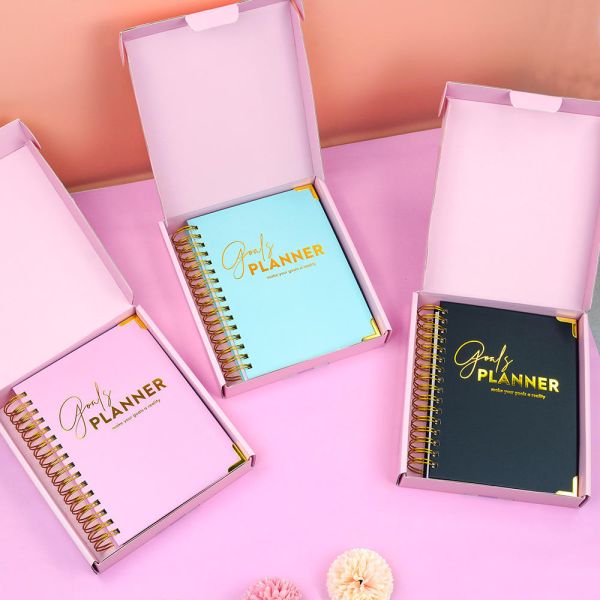 Wholesale A5 Black Spiral Weekly Manifestation Goal Journal Planner and Agenda Notebook With Gift Box