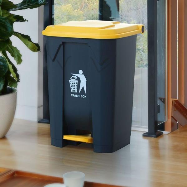 Factory Hot Sale Plastic Waste Pedal Bin 30L 40L 50L  80L 100L Black Trash Can Outdoor Plastic Waste Bin