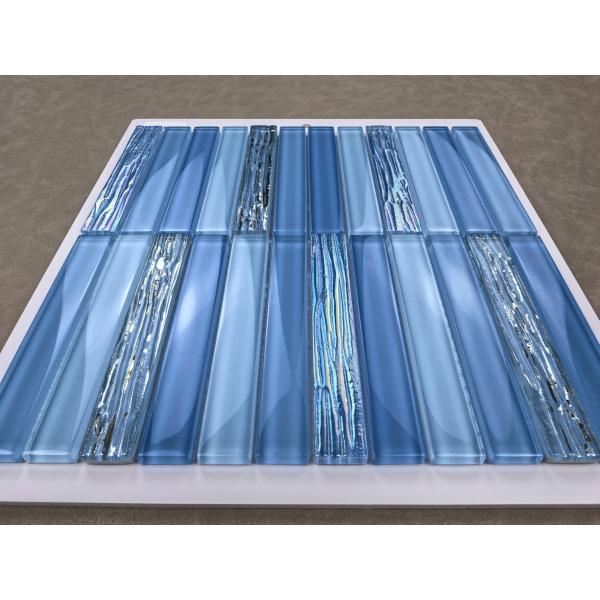 Decorative 300x300mm Blue Glass Mosaics For Hotel and project Wear-resistance