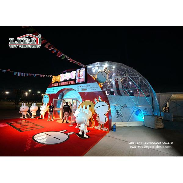 шатры геодезического купола диаметра 15м, прозрачные шатры половинной сферы крышки ПВК для фестиваля