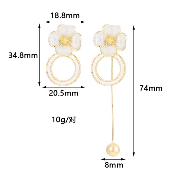 Fashion Earrings Jewelry Trendy 2025 Newest Women 14K Gold Plated Camellia Enamel Flower Hoop Earrings