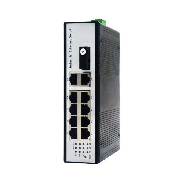 IP40 Industrial Poe Switch 8 Port 2 Uplink RJ45 1 SC Fiber Port