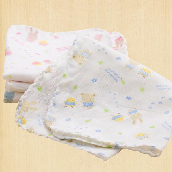 Small Square baby muslin cloths Baby cotton double gauze cartoons handkerchief towel