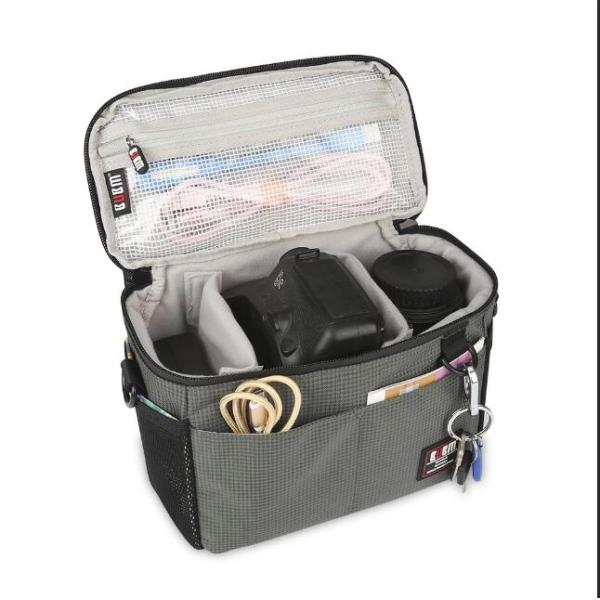 Portable Black Fabric Thick Water Proof Sponge Nylon Camera Bag With Orange Velvet Lining