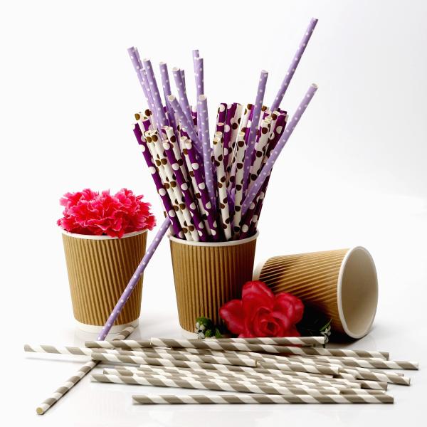 Eco Friendly Biodegradable Striped Paper Straws Disposable Paper Drinking Straws
