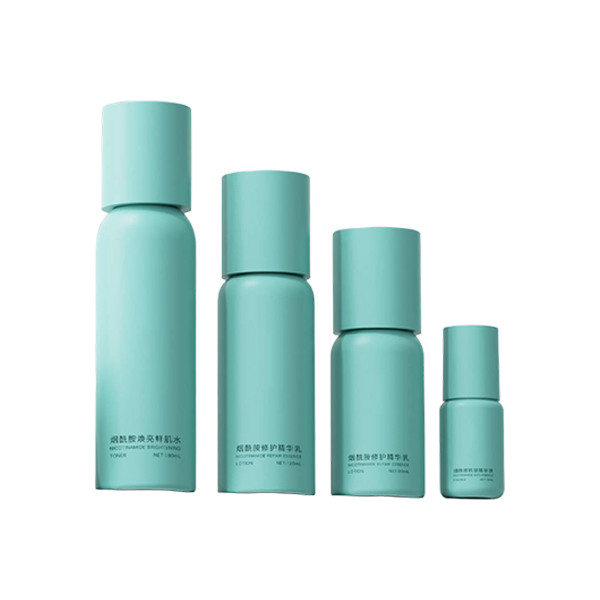 Refillable skincare bottle‌ opaque green skincare containers round shoulder PETG packaging