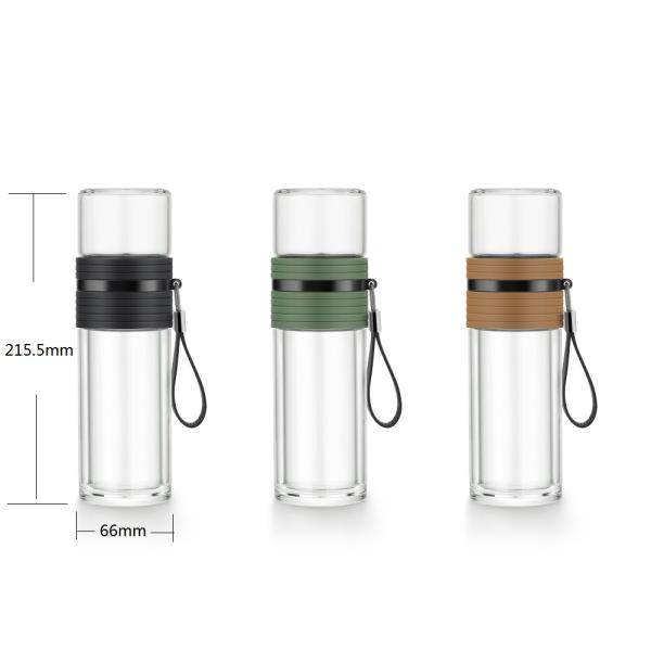 Outdoor Travel Double Wall Glass Tea Infuser Thermos 304 Stainless Steel