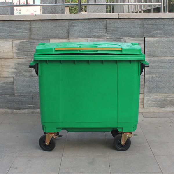 Outdoor 1100L Garbage Bin HDPE Rolling Trash Can With Lid Rectangular