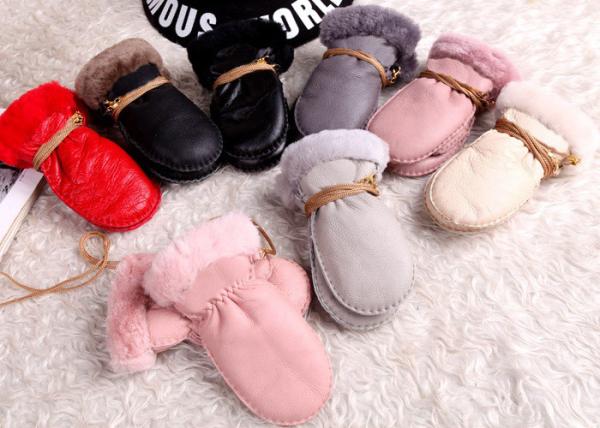 Classic Children's Shearling Sheepskin Mittens , Genuine Lamb Sueded Gloves for Baby
