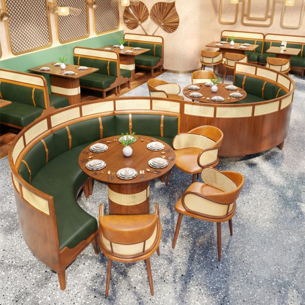 C-Shape Beautiful Ideas Customized Retro Restaurant Furniture Coffee Shop Bar Booth Leisure Sofa Restaurant Booth