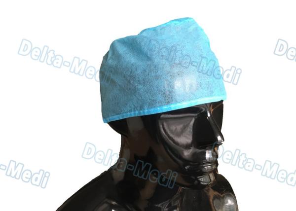 Ties On Back Blue PP Disposable Surgical Caps Dust Proof With Stitching Thread