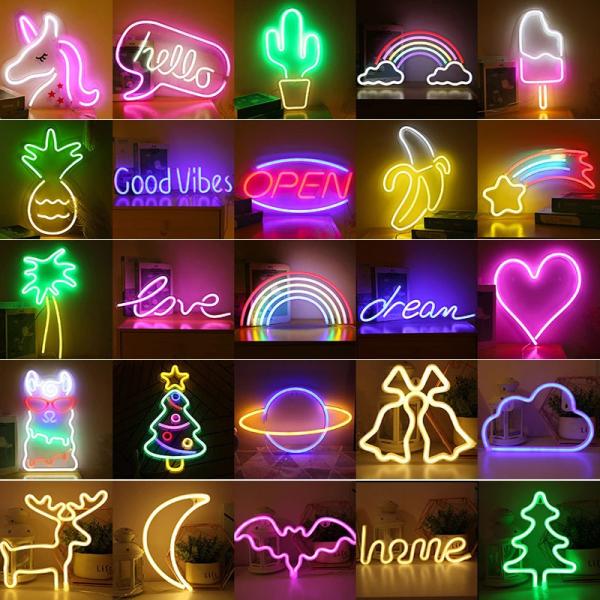90 Styles LED Neon Night Light Sign Wall Art Sign Night Lamp Xmas Birthday Gift Wedding Party Wall Hanging Neon Lamp Home Decor