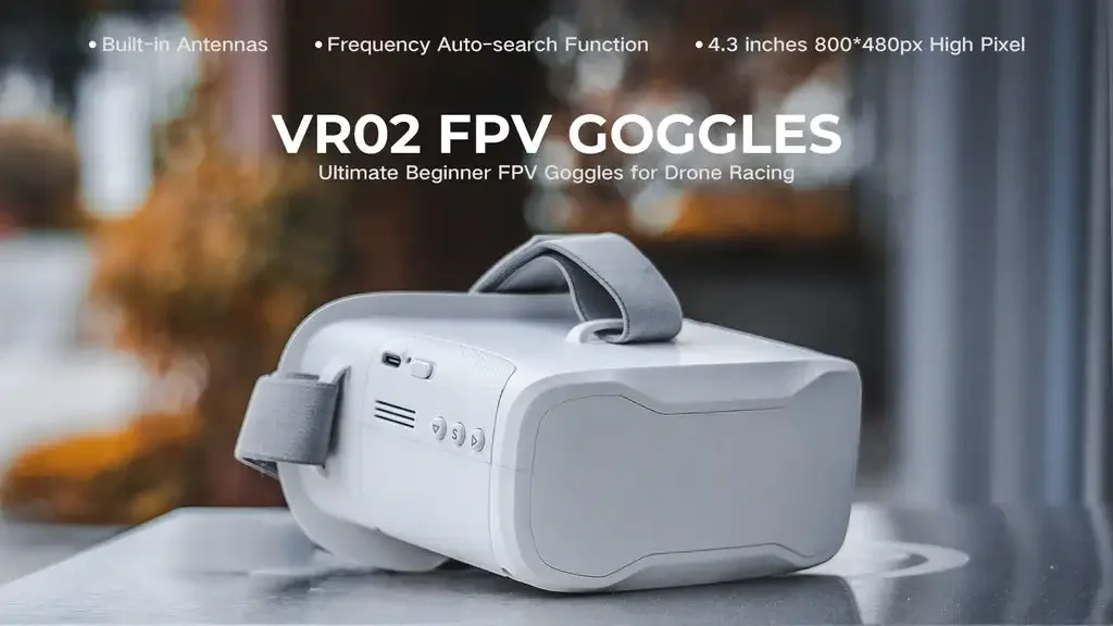 Betafpv Vr02 Beginner Fpv Goggles, 4.3 Inch 800x480 Hd Lcd Display, Anti-Glare Screen for Comfortable Extended Rc Drone Flying