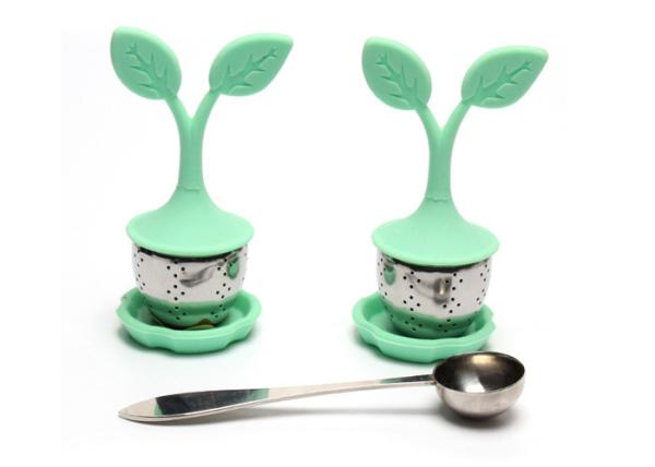 Silicone Sprout Hot Tea Bag Strainer With Basket Fine Hole Mesh SGS hot tea strainer