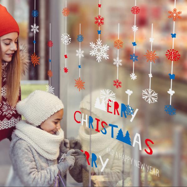 Snowflakes Christmas Wall Stickers Room Home Decoration Door PVC 3D Non - Toxic