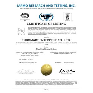 TUBOMART ENTERPRISE CO., LTD. Сертификации
