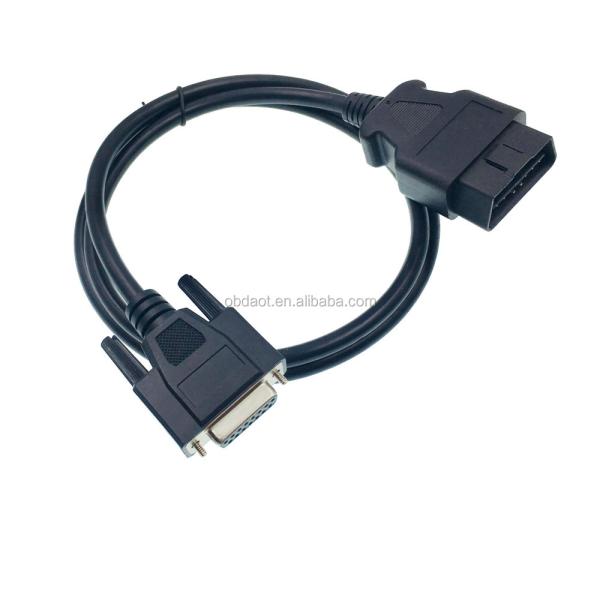 Lightweight AOTAI RS232 DB 15 Pin OBD II 16 Pin Male to DB15 Female Adapter Cable Auto OBD To DB15 Length 50cm/custom