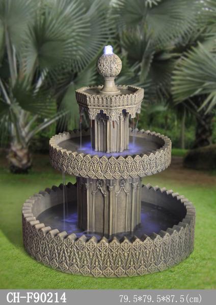 34 Inch Courtyard  Three Tiered Water Fountain
