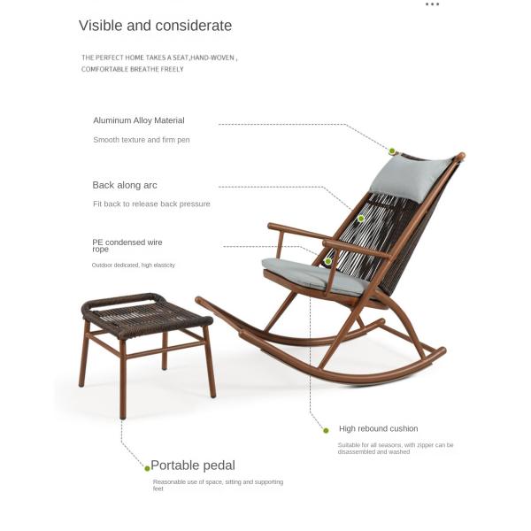 UV Resistant Outdoor Garden Leisure PE Rattan Rocking Chair With Customized Logo