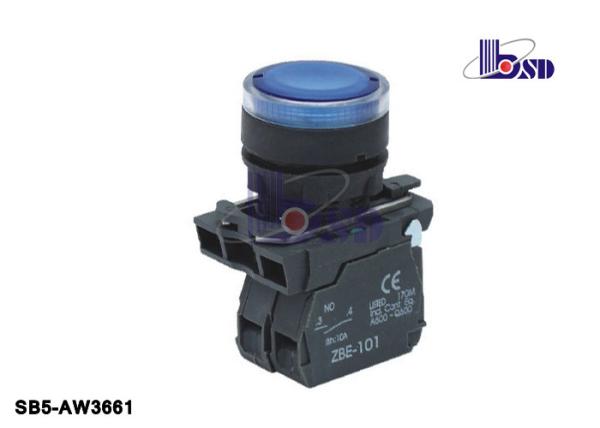 Industrial Blue Push Button Power Switch NO Contact  ROHS And UL Certified