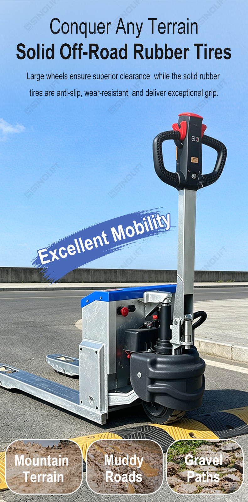SINOLIFT EPT20RTS(G) Galvanized Electric Rough Terrain Pallet Truck