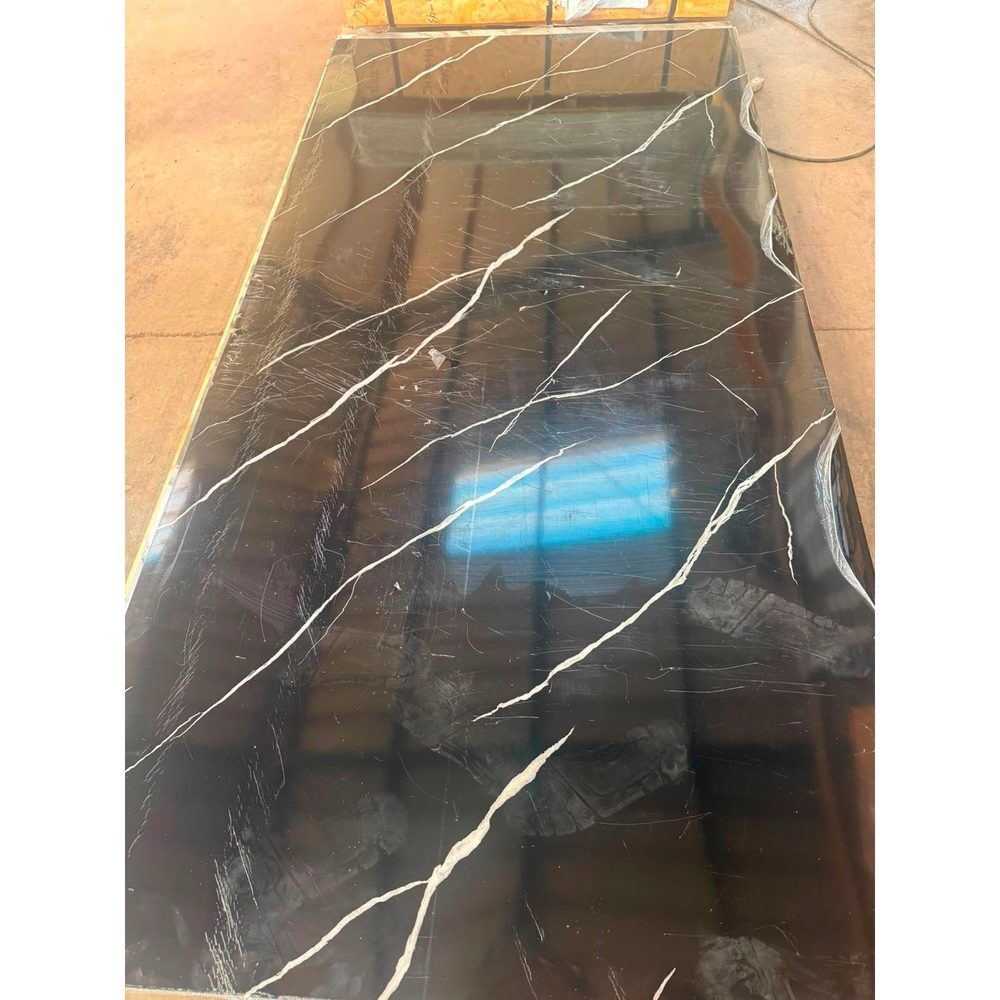 Waterproof UV Coated PVC Marble Wall Panel 1.22x2.44m Golden Transfer Film Interior Decorative Board