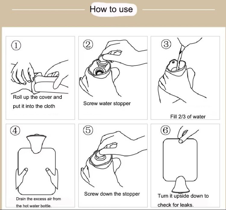 Reusable PVC Hot Water Bag Plush Cover Home Houseware For Hand Warming