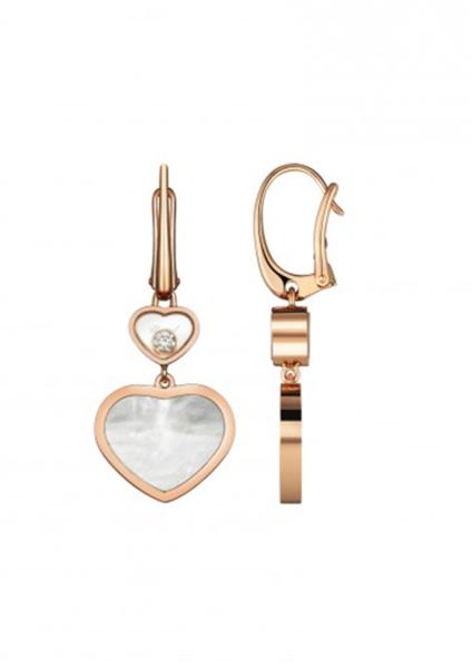 Brincos felizes 18K do coração do ouro da joia das senhoras Chopard com a pedra natural dos diamantes