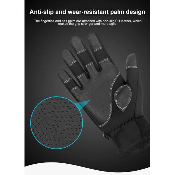 Black Fleece Windproof Warm Winter Motorcycle Gloves Touch Screen Customized Logo