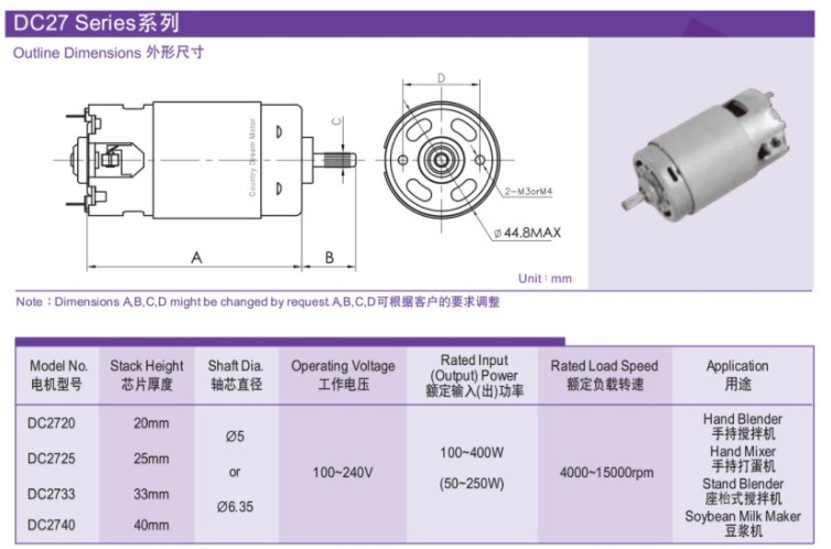 скорость мотора 13000rpm DC 230V электрическая почищенная щеткой для бытовых техник