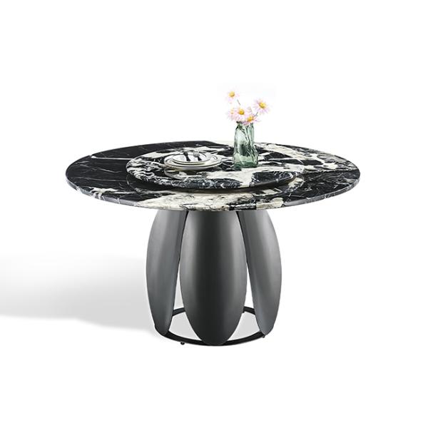 現代の丸型シントラストーン 黒色ステンレス鋼 テーブル