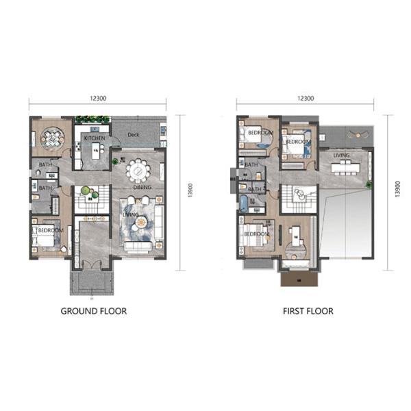 Villa prefabricada de lujo resistente a los huracanes con 3 dormitorios Casa modular