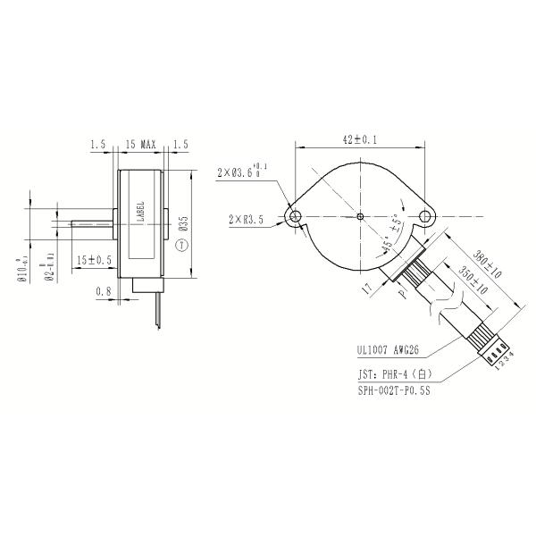 Medical Equipment 35mm Stepper Motor 35BY412 7.5° 2mm Outer Diameter Permanent Magnet