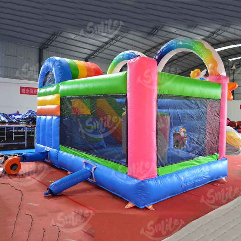 SMILE Commercial Grade Unicorn & Rainbow Themed Inflatable Bouncy Castle Slide Combo 5MX4M Easy Setup for Party Rentals