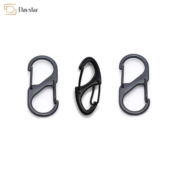 Interlocking Keychain Metal S Hook , Dual Wire Gate Clip Carabiner Slide Lock