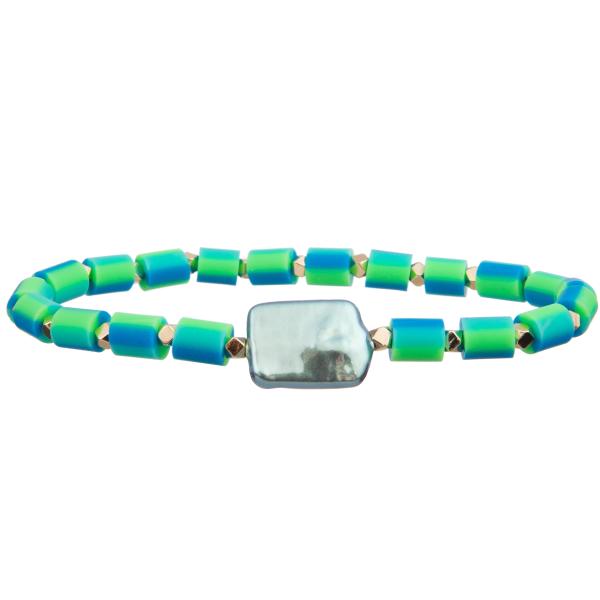 silicone beads stretchy with baroque Glass pearl multi color Handmade Beads Bracelets