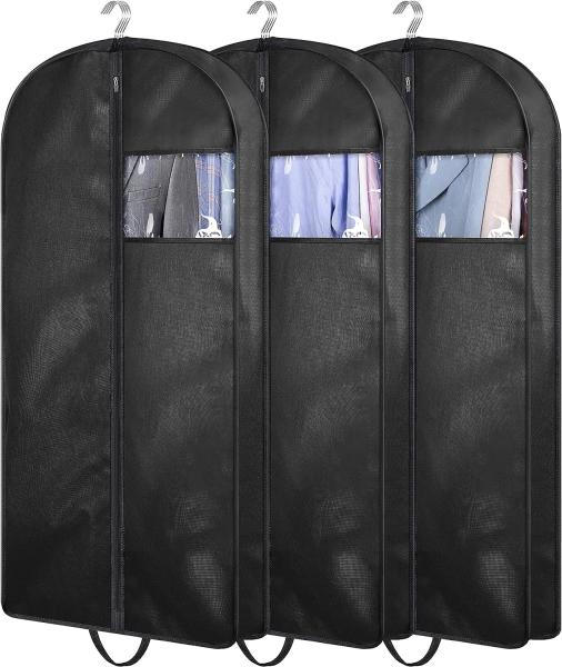 KIMBORA 43 SUIT BAGS FOR CLOSET STORAGE AND TRAVEL, GUSSETED HANGING GARMENT BAGS FOR MEN SUIT COVER WITH HANDLES FOR